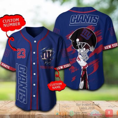 NFL New York Giants Custom Name Number Blue Baseball Jersey V2