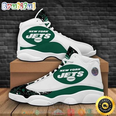 New York Jets Football Nfl Big Logo 6 Air Jordan 13 Sneaker Shoes