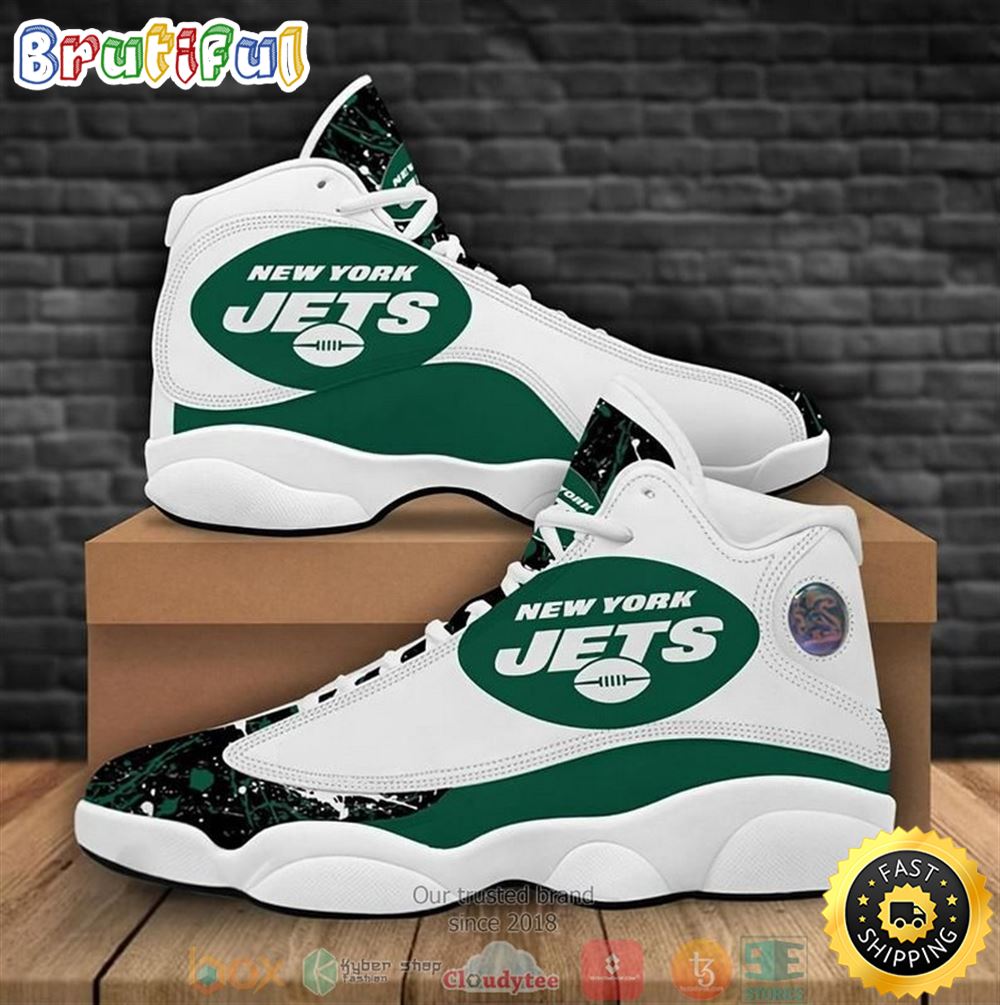 New York Jets Football Nfl Big Logo 6 Air Jordan 13 Sneaker Shoes New York Jets Football Nfl Big Logo 6 Air Jordan 13 Sneaker Shoes