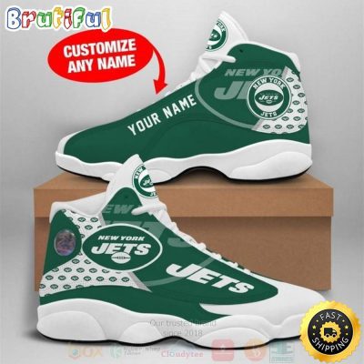 New York Jets Nfl Custom Name Air Jordan 13 Shoes 2