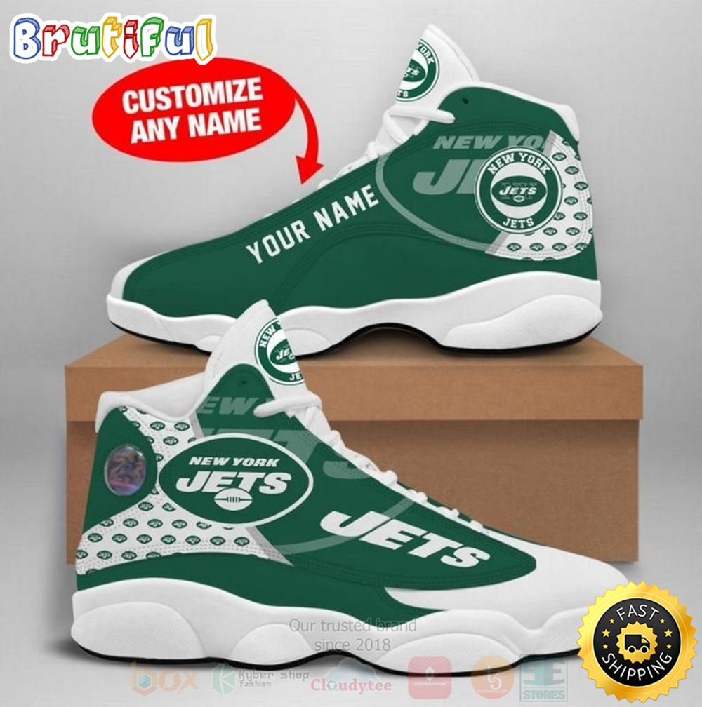 New York Jets Nfl Custom Name Air Jordan 13 Shoes 2