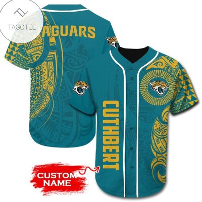 NFL Jacksonville Jaguars Custom Name Teal Gold Baseball Jersey