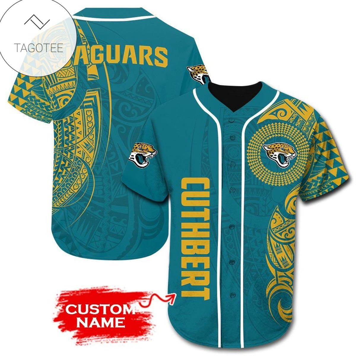 NFL Jacksonville Jaguars Custom Name Teal Gold Baseball Jersey NFL Jacksonville Jaguars Custom Name Teal Gold Baseball Jersey