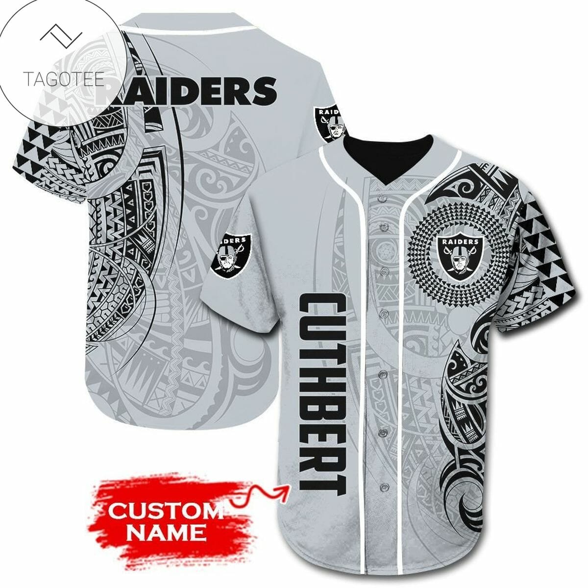NFL Las Vegas Raiders Custom Name Silver Baseball Jersey V2 NFL Las Vegas Raiders Custom Name Silver Baseball Jersey V2