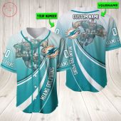 NFL Miami Dolphins Custom Name Number Aqua Baseball Jersey