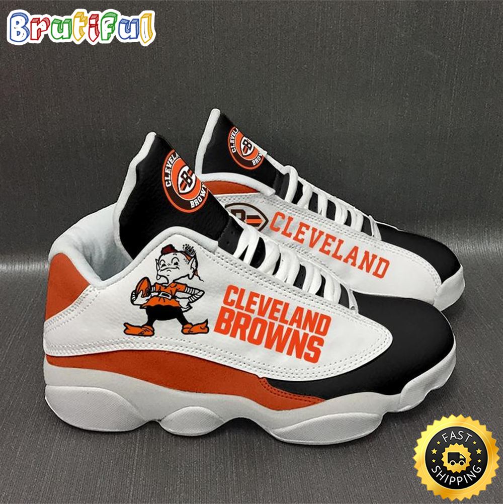 Nfl Cleveland Browns White Air Jordan 13 Sneaker Shoes