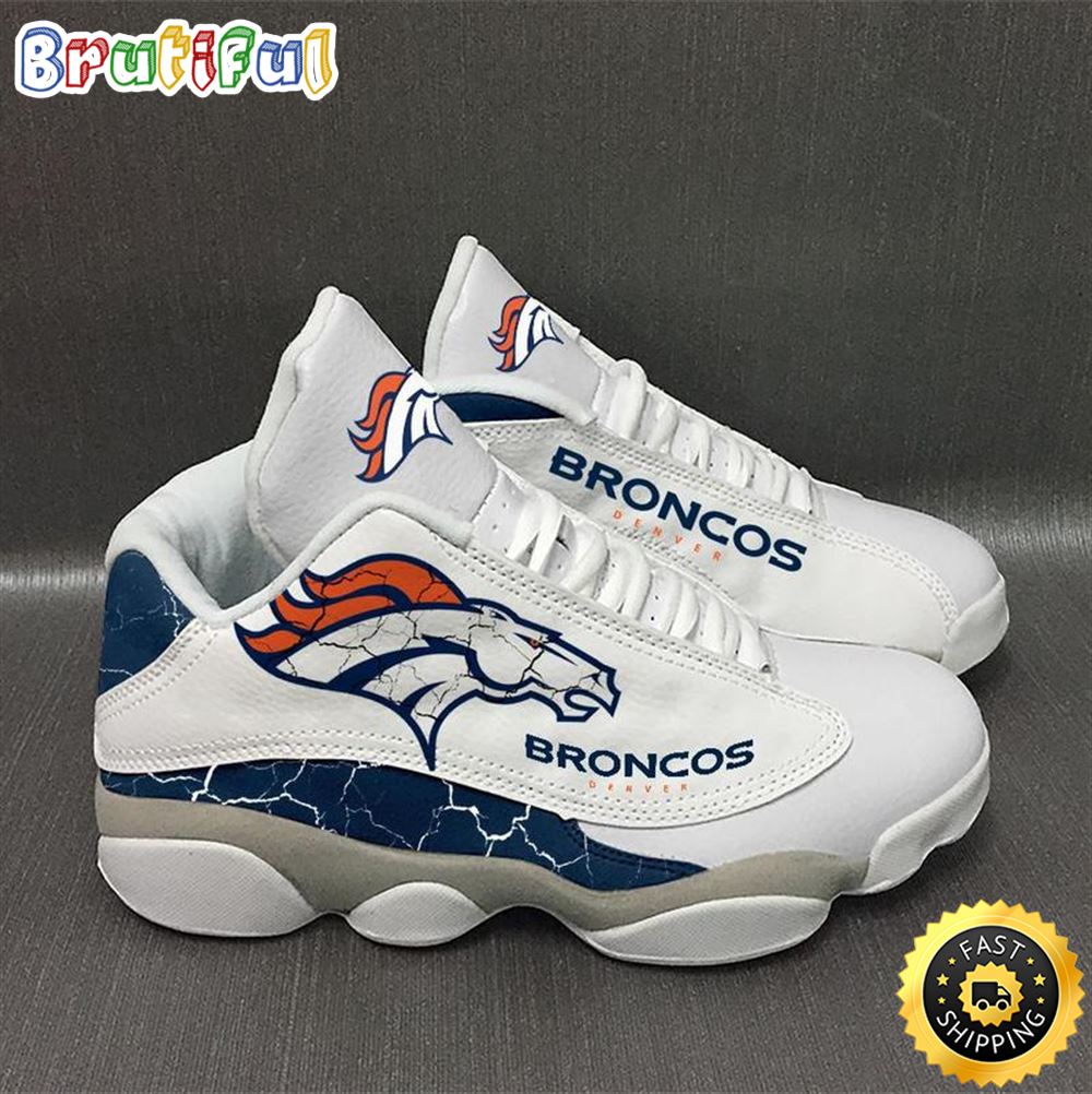 Nfl Denver Broncos White Air Jordan 13 Sneaker Shoes