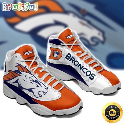 Nfl Denver Broncos White Orange Air Jordan 13 Sneaker Shoes
