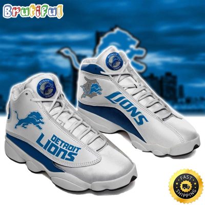 Nfl Detroit Lions Blue White Air Jordan 13 Sneaker Shoes