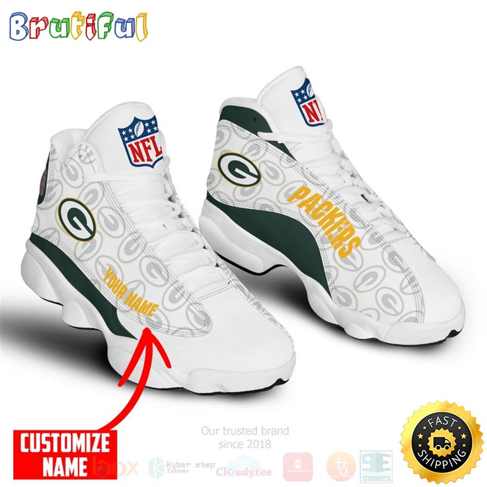 Nfl Green Bay Packers Custom Name Air Jordan 13 Shoes