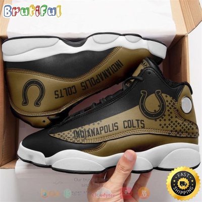 Nfl Indianapolis Colts Black Brown Air Jordan 13 Shoes