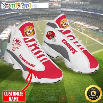 Nfl Kansas City Chiefs Punisher Skull Custom Name Air Jordan 13 Shoes