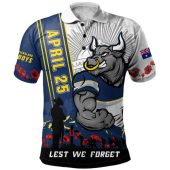 North Queensland Cowboys Polo Shirt Anzac Day Lest We Forget Strong Fighting Spirit