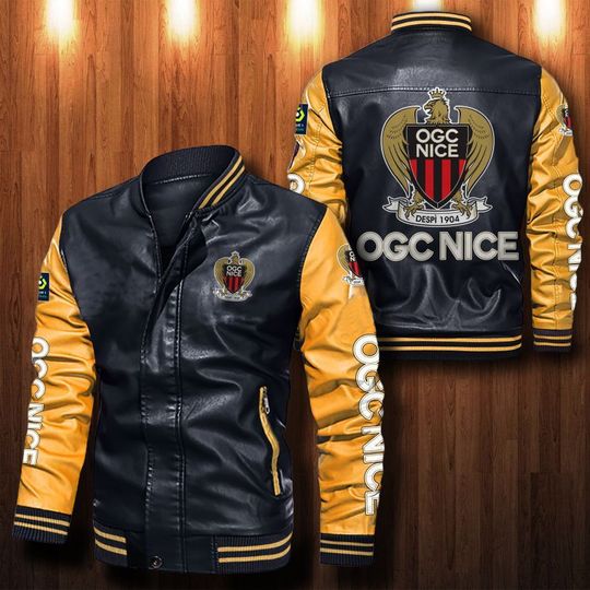 OGC Nice Black Yellow Leather Bomber Jacket OGC Nice Black Yellow Leather Bomber Jacket