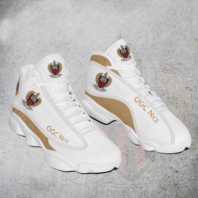 OGC Nice White Gold Air Jordan 13 Shoes