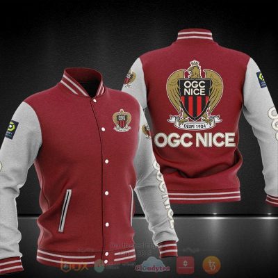 OGC Nice Maroon White Baseball Jacket