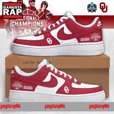 Oklahoma Sooners Four Peat NCAA Softball Women?s Champions Air Force 1 Shoes