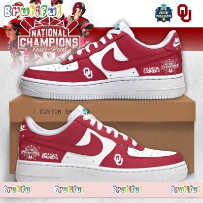 Oklahoma Sooners Four Peat NCAA Softball Women?s Champions Air Force 1 Shoes Sneaker