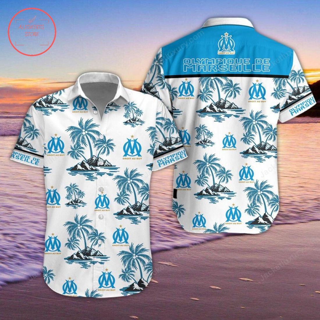 Olympique de Marseille White Hawaiian Shirt Olympique de Marseille White Hawaiian Shirt