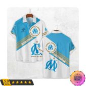 Olympique de Marseille Ligue 1 Blue White Hawaiian Shirt