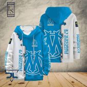 Olympique de Marseille Blue White Pullover Hoodie