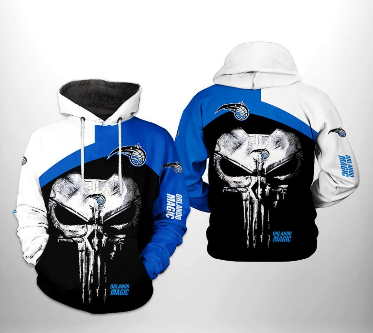 NBA Orlando Magic Black Blue Punisher Skull Pullover Hoodie NBA Orlando Magic Black Blue Punisher Skull Pullover Hoodie