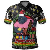 Penrith Panthers Christmas Custom Polo Shirt - Merry Christmas Our Beloved Team With Aboriginal Dot Art Pattern Polo Shirt