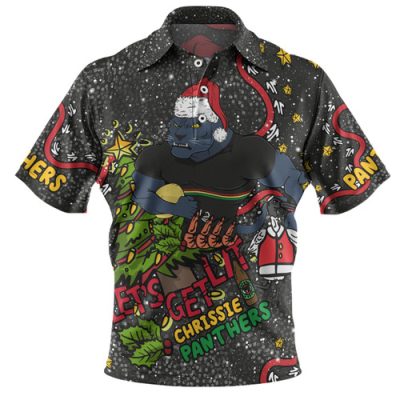 Penrith Panthers Christmas Custom Polo Shirt - Let's Get Lit Chrisse Pressie Pink Polo Shirt