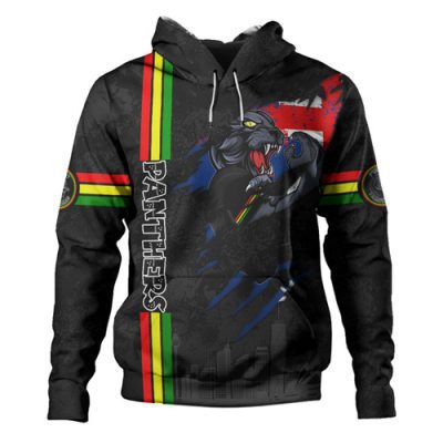 Penrith Panthers Hoodie - Happy Australia Day Flag Scratch Style