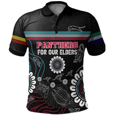 Penrith Panthers Naidoc Week Custom Polo Shirt - NAIDOC WEEK 2023 Indigenous Inspired For Our Elders Theme (White)