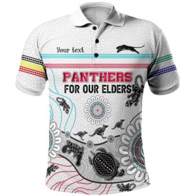Penrith Panthers Naidoc Week Custom Polo Shirt - NAIDOC WEEK 2023 Indigenous Inspired For Our Elders Theme (White)