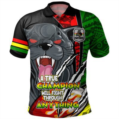 Penrith Panthers Grand Final Polo Shirt - A True Champion Will Fight Through Anything With Polynesian Patterns