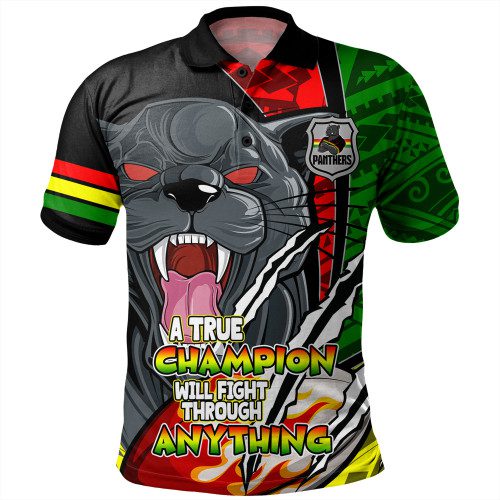 Penrith Panthers Grand Final Polo Shirt - A True Champion Will Fight Through Anything With Polynesian Patterns Penrith Panthers Grand Final Polo Shirt - A True Champion Will Fight Through Anything With Polynesian Patterns