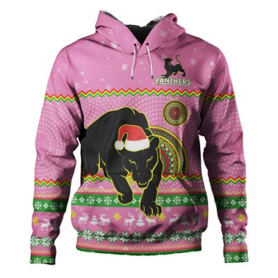 Penrith Panthers Christmas Custom Hoodie - Ugly Xmas And Aboriginal Patterns For Die Hard Fan Hoodie