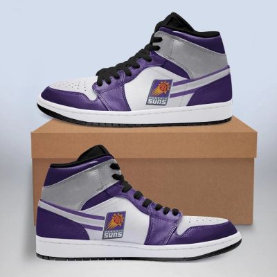 NBA Phoenix Suns White Purple Air Jordan 1 High Sneakers