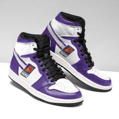 NBA Phoenix Suns White Purple Air Jordan 1 High Sneakers