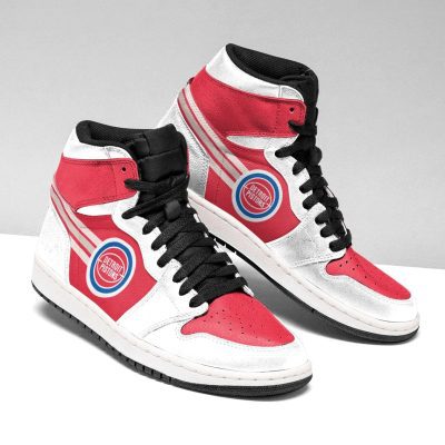 NBA Detroit Pistons White Red Air Jordan 1 High Sneakers