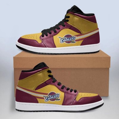 NBA Cleveland Cavaliers Wine Gold Air Jordan 1 High Sneakers