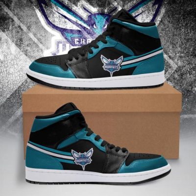 NBA Charlotte Hornets Teal Black Air Jordan 1 High Sneakers