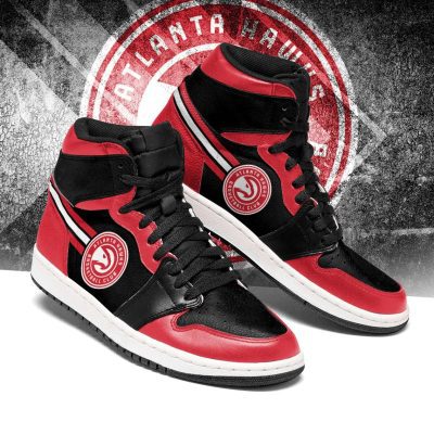 NBA Atlanta Hawks Red Black Air Jordan 1 High Sneakers