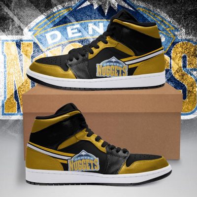 NBA Denver Nuggets Black Yellow Air Jordan 1 High Sneakers