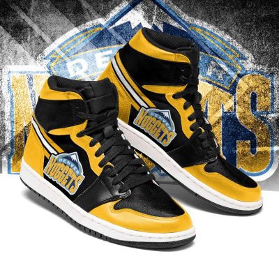 NBA Denver Nuggets Black Yellow Air Jordan 1 High Sneakers