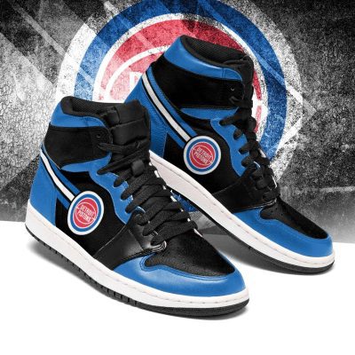 NBA Detroit Pistons Blue Black Air Jordan 1 High Sneakers V2