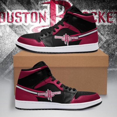 NBA Houston Rockets Red Black Air Jordan 1 High Sneakers