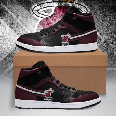 NBA Miami Heat Red Black Air Jordan 1 High Sneakers V2