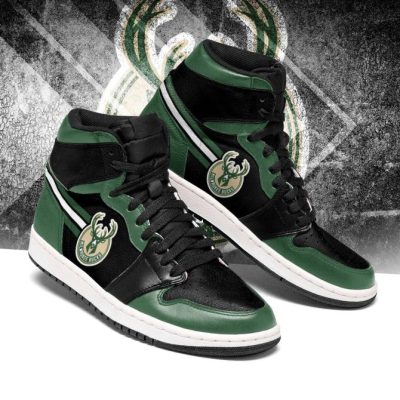 NBA Milwaukee Bucks Green Black Air Jordan 1 High Sneakers