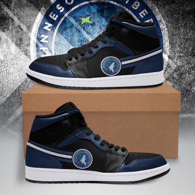 NBA Minnesota Timberwolves Blue Black Air Jordan 1 High Sneakers V2