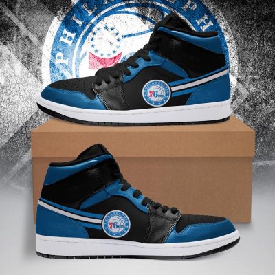 NBA Philadelphia 76ers Blue Black Air Jordan 1 High Sneakers