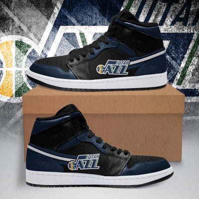 NBA Utah Jazz Black Navy Air Jordan 1 High Sneakers
