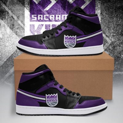 NBA Sacramento Kings Black Purple Air Jordan 1 High Sneakers